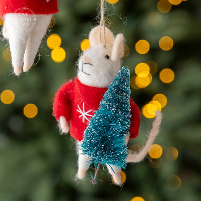 Festive Felt Mouse Hanging Decorations