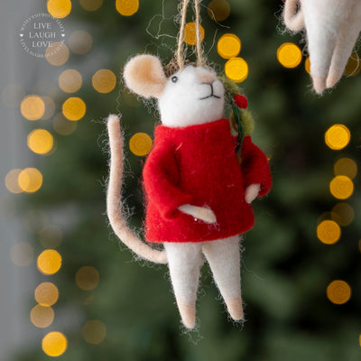 Festive Felt Mouse Hanging Decorations