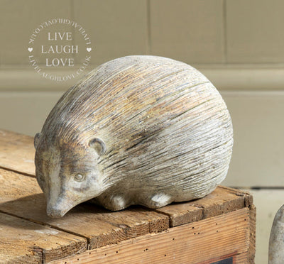 Concrete Hedgehog and Rabbit Sculptures – Whimsical Garden Accents