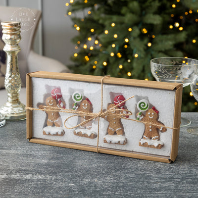 Gingerbread Man Place Card Holders - Set of 4 Christmas Table Decorations