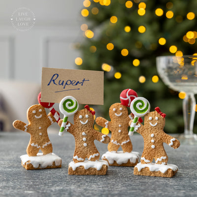Gingerbread Man Place Card Holders - Set of 4 Christmas Table Decorations
