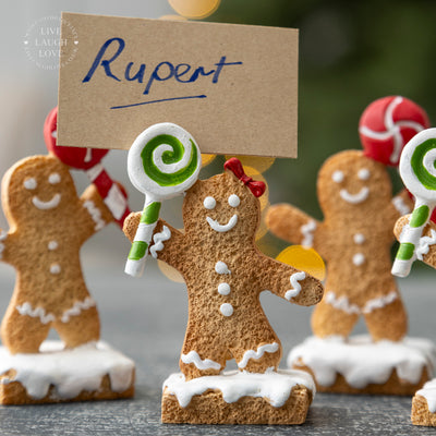 Gingerbread Man Place Card Holders - Set of 4 Christmas Table Decorations