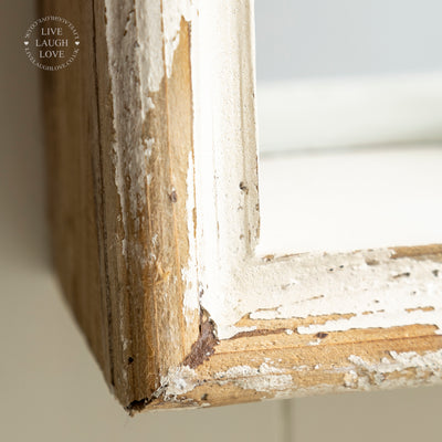 Large Distressed White Wooden Frame Mirror – Rustic Vintage Wall Decor