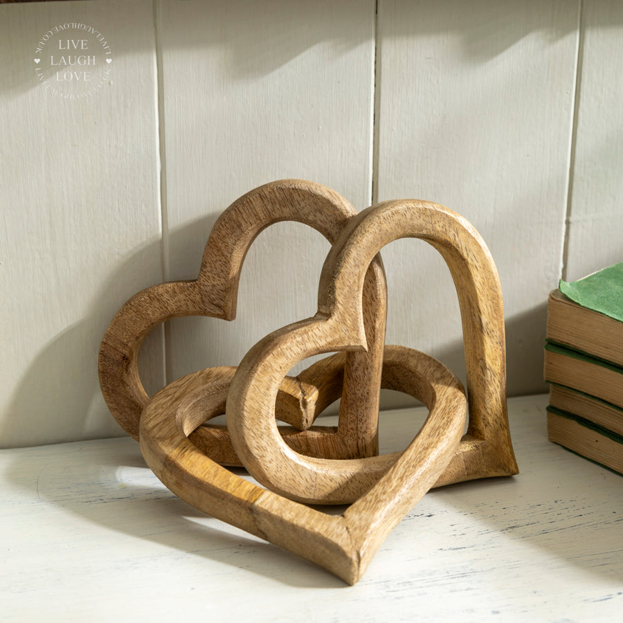 Wooden Intertwined Hearts – Rustic Shelf Sitter