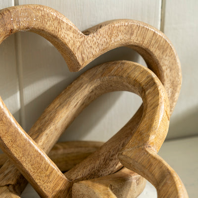 Wooden Intertwined Hearts – Rustic Shelf Sitter