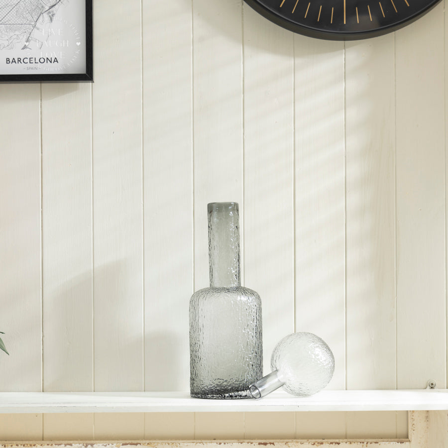 Textured Glass Decorative Bottle with Stopper