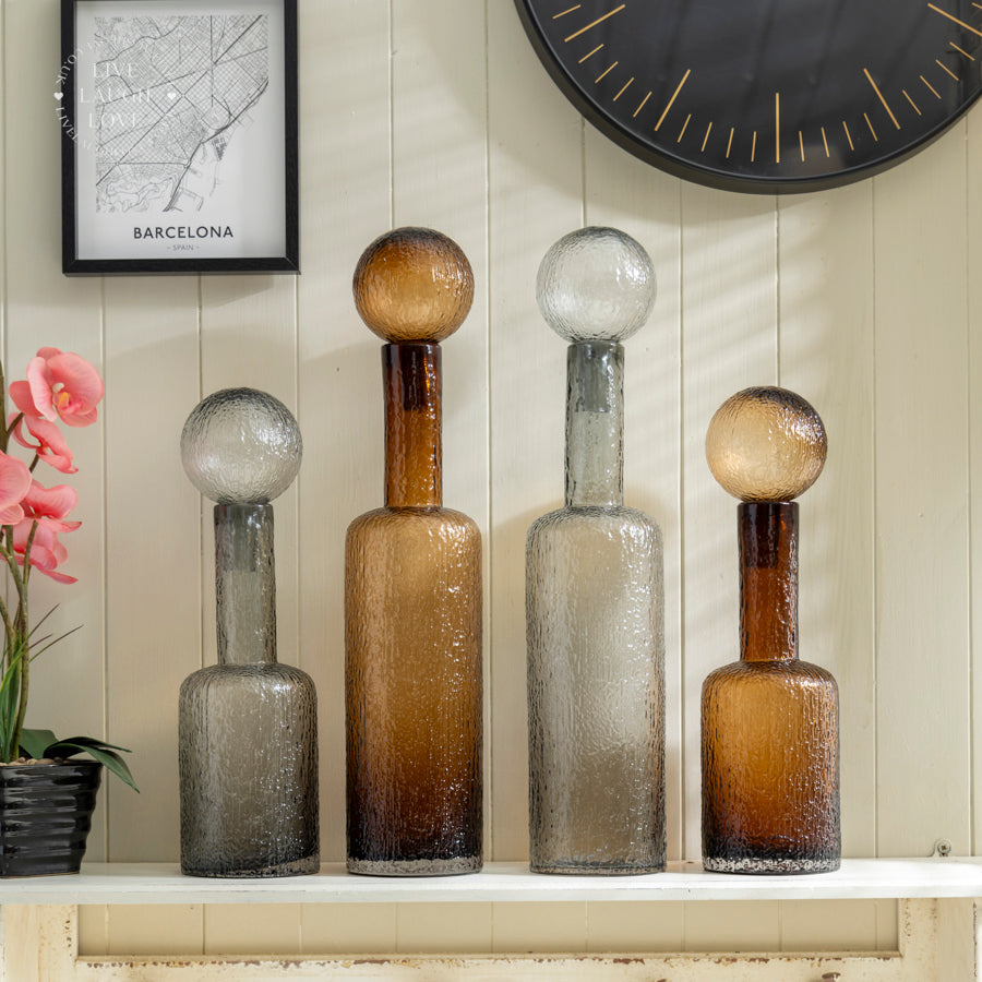 Textured Glass Decorative Bottle with Stopper