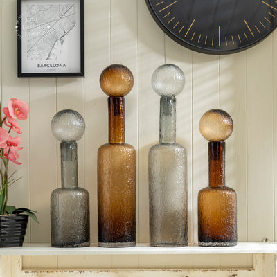 Textured Glass Decorative Bottle with Stopper