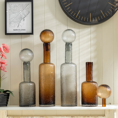 Textured Glass Decorative Bottle with Stopper