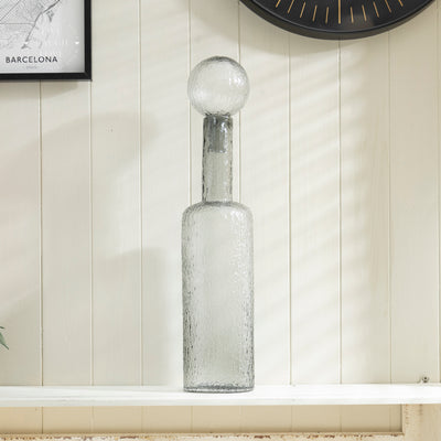 Textured Glass Decorative Bottle with Stopper