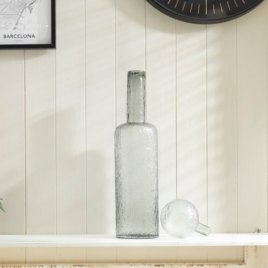 Textured Glass Decorative Bottle with Stopper