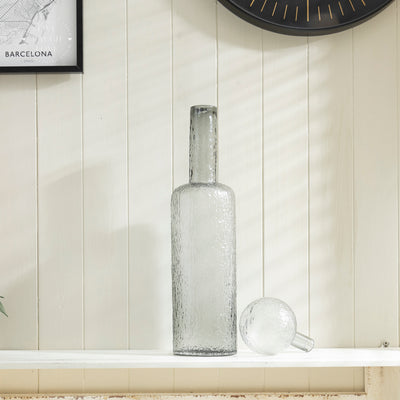 Textured Glass Decorative Bottle with Stopper