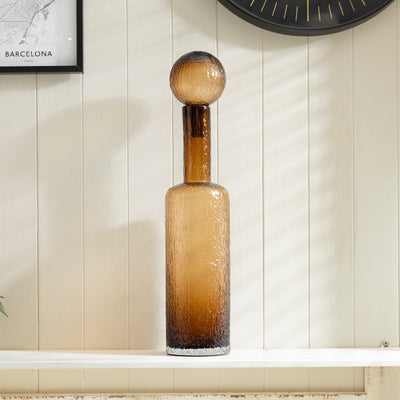 Textured Glass Decorative Bottle with Stopper