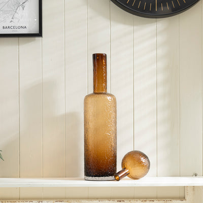 Textured Glass Decorative Bottle with Stopper