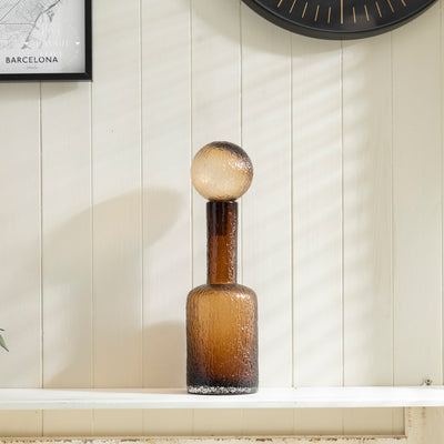 Textured Glass Decorative Bottle with Stopper