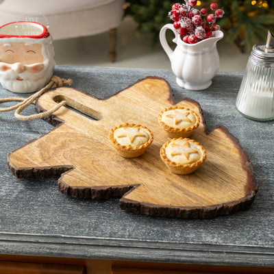 Rustic Wooden Christmas Tree Serving Board
