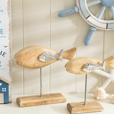 Rustic Wooden Fish Sculpture