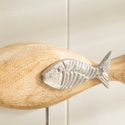 Rustic Wooden Fish Sculpture