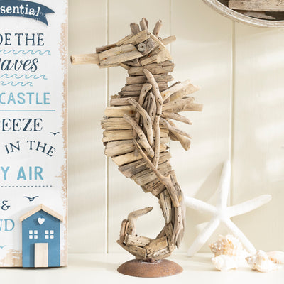 Driftwood Seahorse Ornament - Coastal Nautical Home Decor
