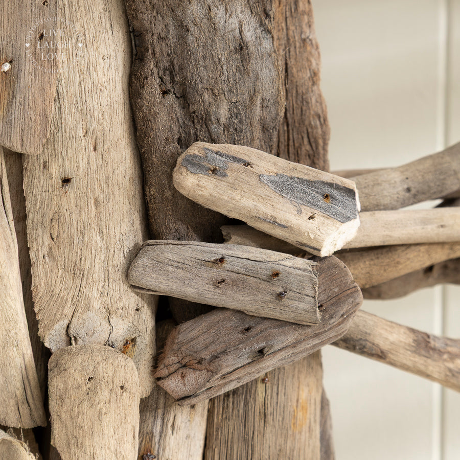 Driftwood Angel Fish Ornament on Metal Stand - Rustic Coastal Decor