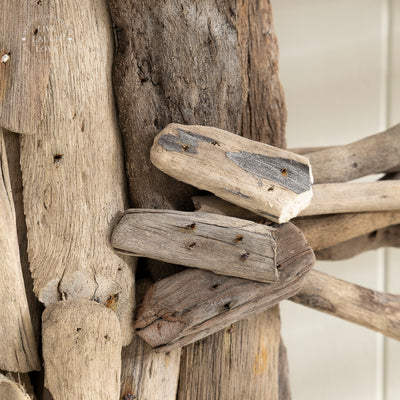 Driftwood Angel Fish Ornament on Metal Stand - Rustic Coastal Decor