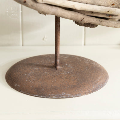 Driftwood Angel Fish Ornament on Metal Stand - Rustic Coastal Decor
