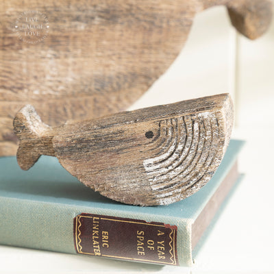 Mum & Baby Driftwood Whales Nautical Shelf Sitter set of 2