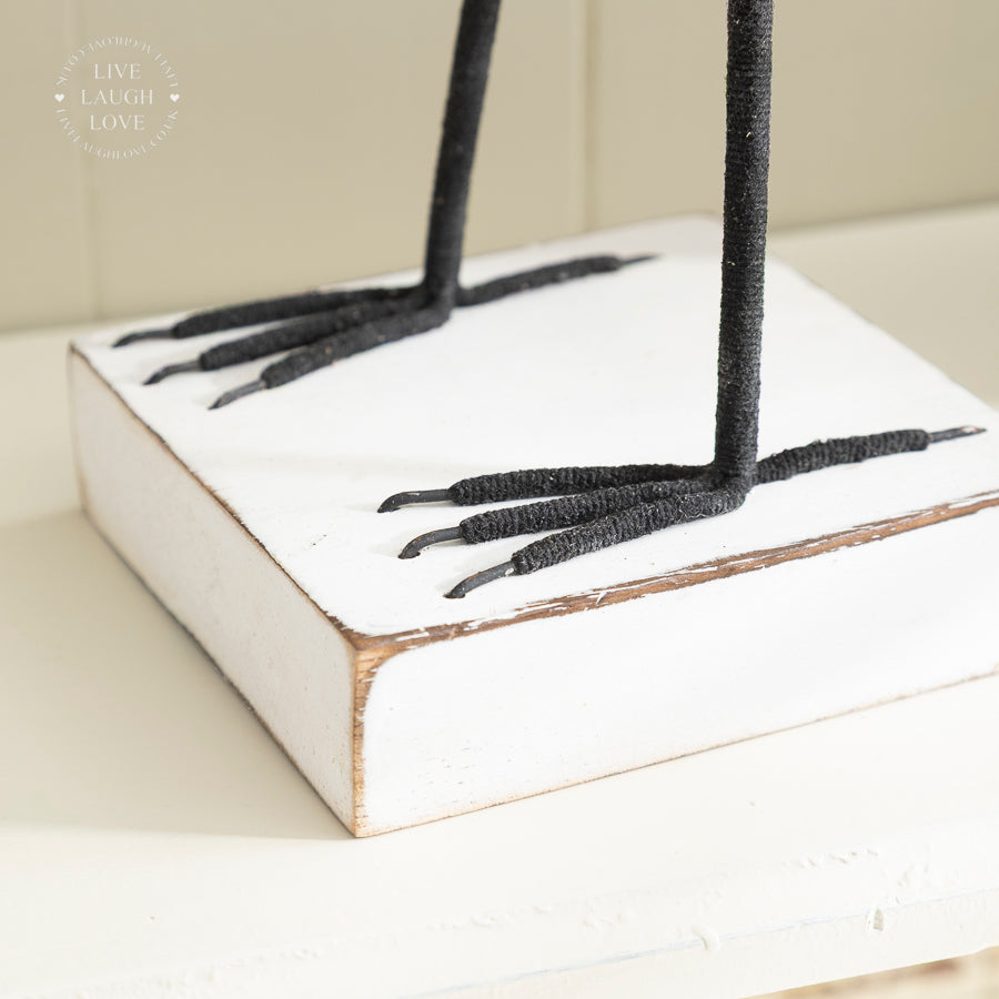 Large Wooden Avocet on Wooden Plinth Nautical Shelf Sitter