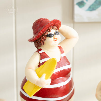 Vintage Beach Figurines - Quirky Swimsuit Ladies Set of 2