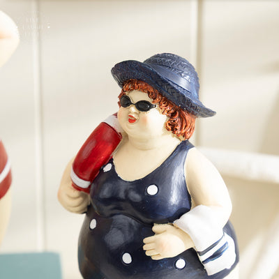 Vintage Beach Figurines - Quirky Swimsuit Ladies Set of 2
