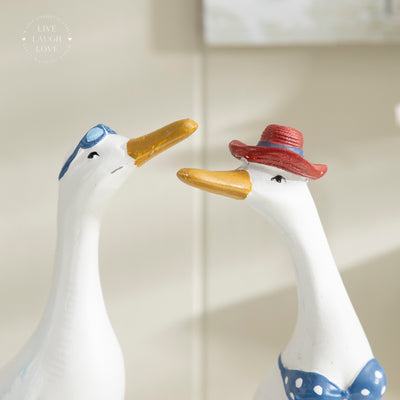 Nautical Duck Figurines with Hats and Swimsuits Set of 2