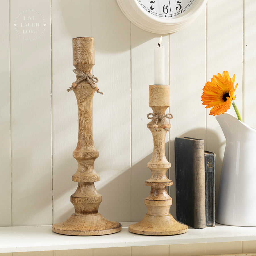 Rustic Wooden Candle Holder - Elegant Home Décor Accent