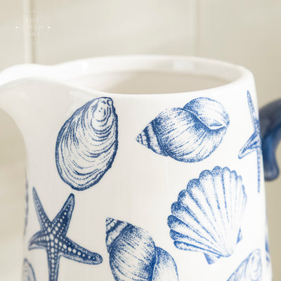 White Ceramic Jug with Nautical Detail