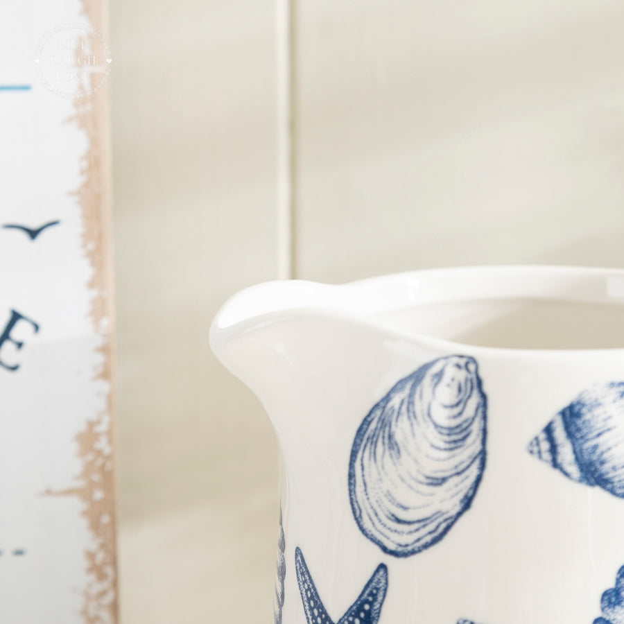 White Ceramic Jug with Nautical Detail