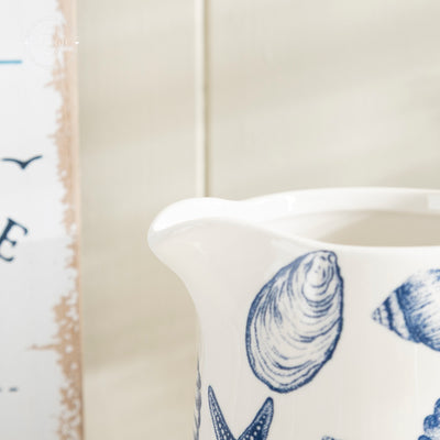 White Ceramic Jug with Nautical Detail