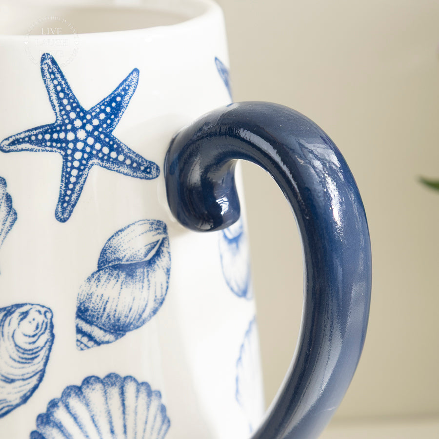 White Ceramic Jug with Nautical Detail