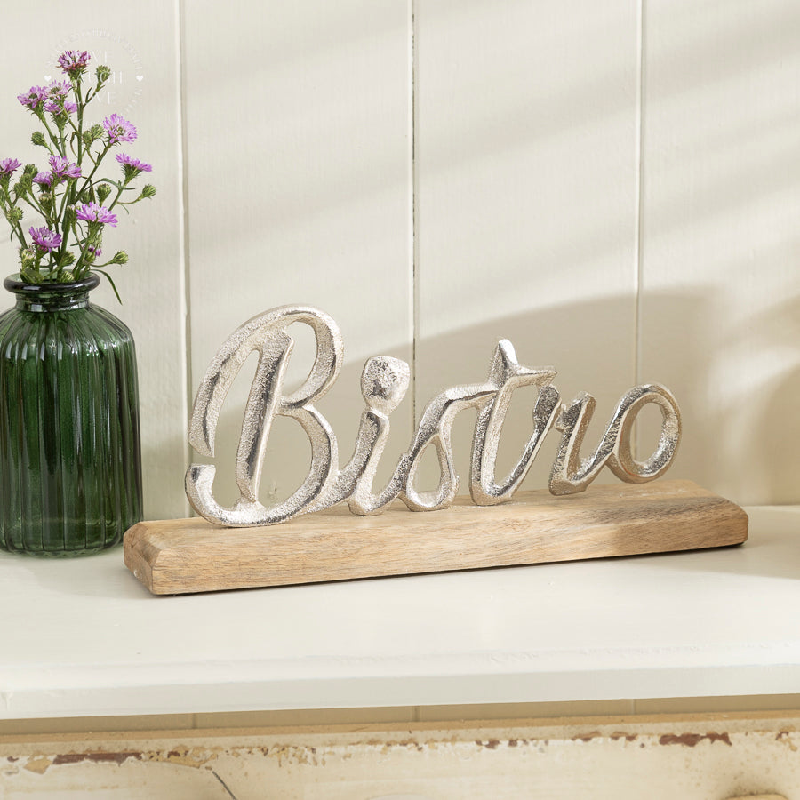 Rustic Bistro Sign with Wooden Base