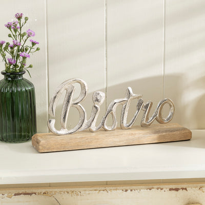 Rustic Bistro Sign with Wooden Base