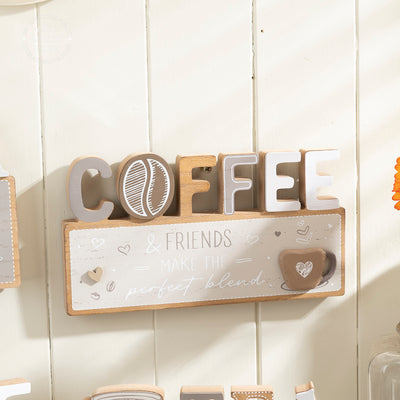 Rustic Coffee or Tea Wooden Plaque - Kitchen Shelf Decor