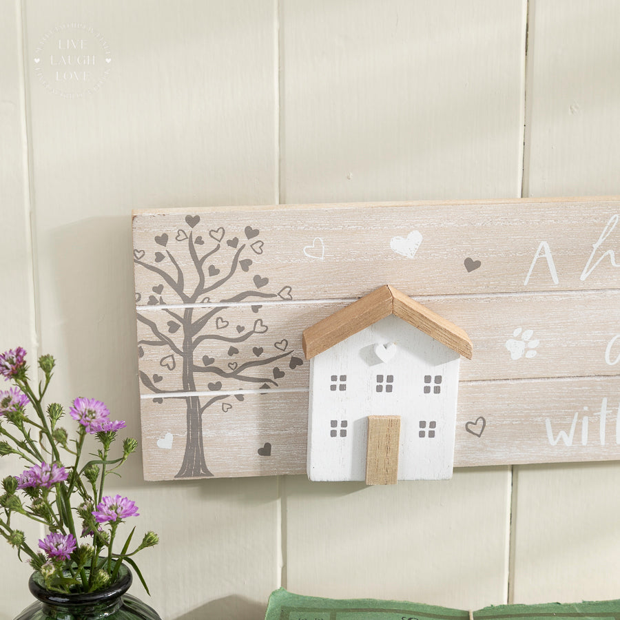 Wooden Rustic Sentiment Wall Plaque - A House is Not a Home Without a Cat
