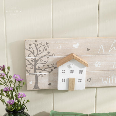 Wooden Rustic Sentiment Wall Plaque - A House is Not a Home Without a Cat