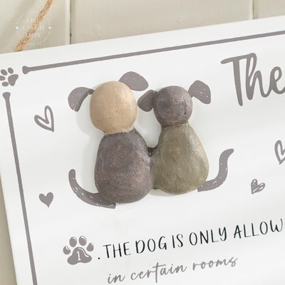 Dog Rules Fun Wall Plaque with Pebbles and Heart Detail
