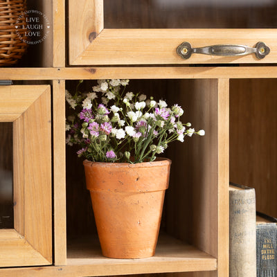 Rustic Wooden Wall Storage Unit with Hooks Drawers and Compartments