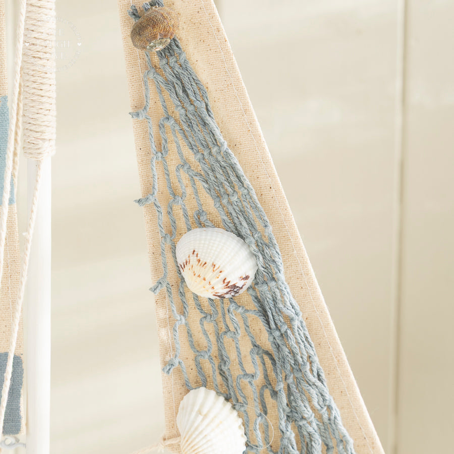 Nautical Decorative Sailboat Ornament - Coastal Beach Style Decor