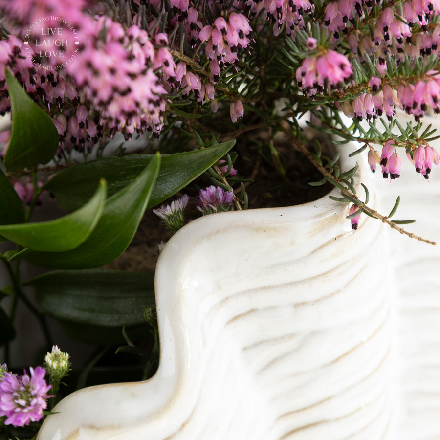 Coastal Ceramic Shell Vase - Nautical Decor