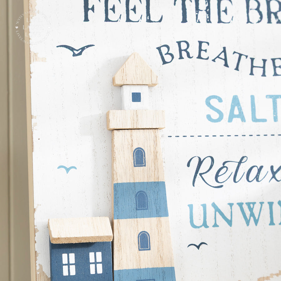 Nautical Beach Rules Wooden Wall Plaque - Coastal Wall Art