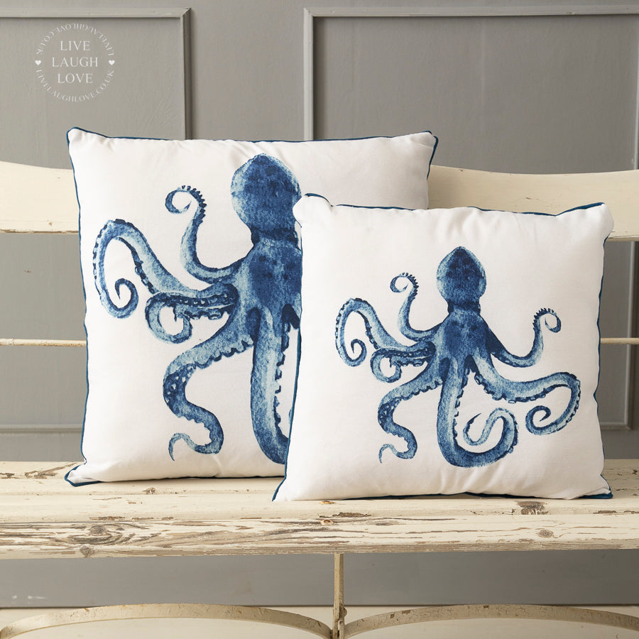 Nautical Coastal Cushion with Pad – Octopus, Lobster & Crab Designs