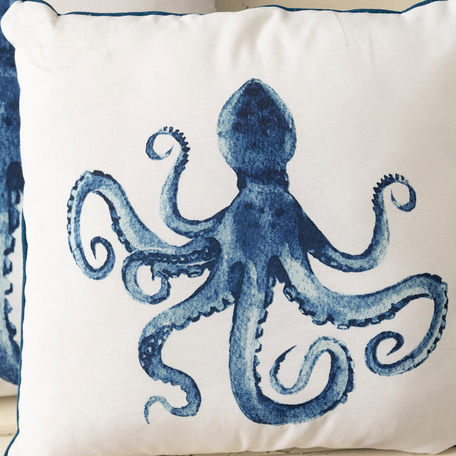 Nautical Coastal Cushion with Pad – Octopus, Lobster & Crab Designs