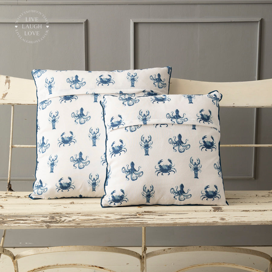 Nautical Coastal Cushion with Pad – Octopus, Lobster & Crab Designs