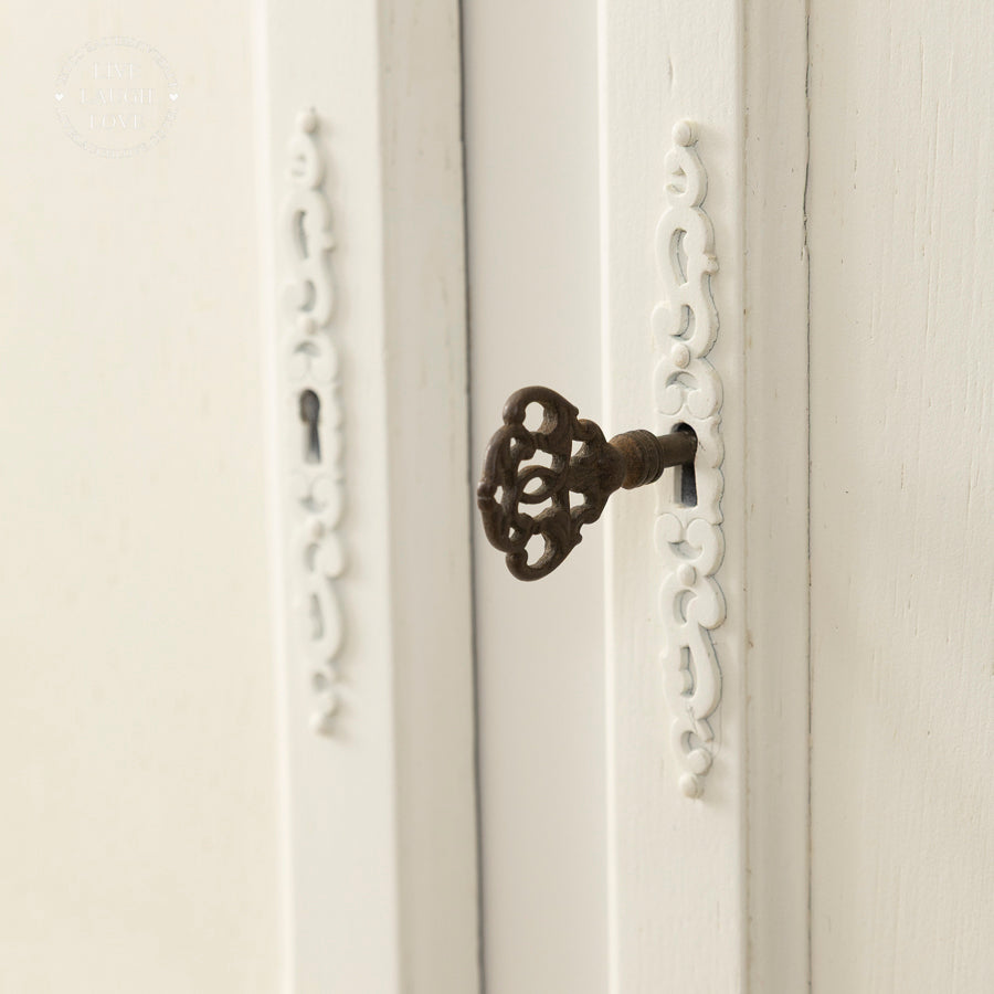 Vintage French Oak Triple Wardrobe - Elegant Shabby Chic Storage